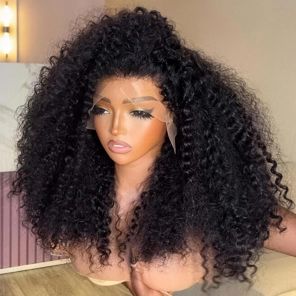300% Density Luxury Curly Glueless 13x4 HD Lace Frontal Virgin Wig - Image 5