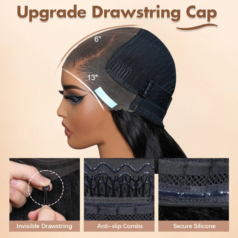 Afro Kinky Curly Reddish Brown Glueless 13x6 Lace Front Drawstring Put On And Go Human Hair Wig - Amanda hair - Image 5