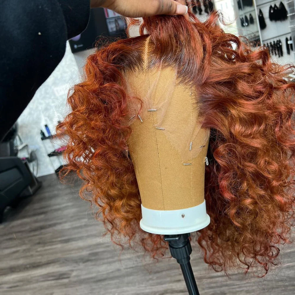 $100 Off Full $101| Ginger Curly 13X4/4x4 Glueless Lace Front Human Hair Wig Flash Sale - Image 3