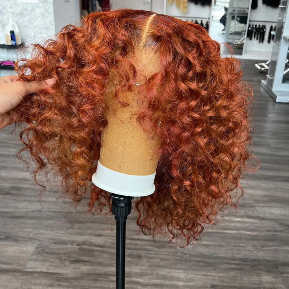 $100 Off Full $101| Ginger Curly 13X4/4x4 Glueless Lace Front Human Hair Wig Flash Sale - Image 4