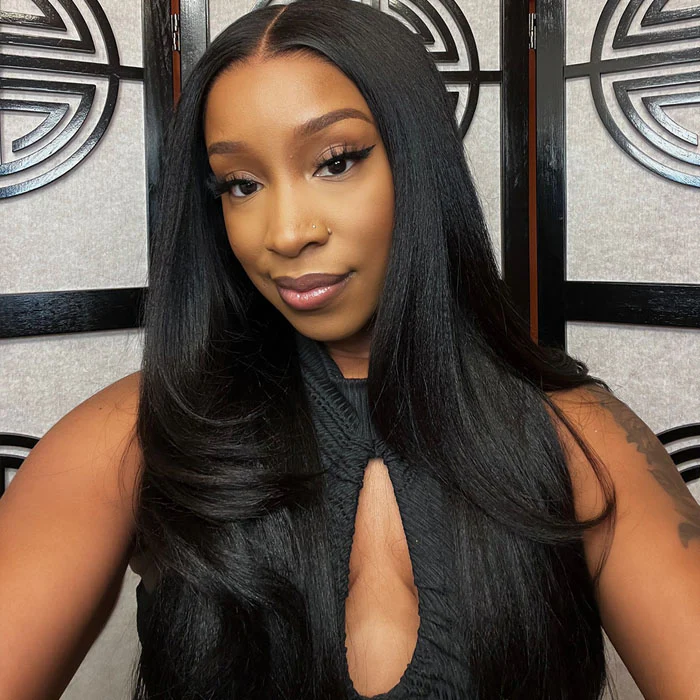 $100 Off Full $101| Yaki Straight Throw On & Go Glueless Butterfly Layered Haircut Lace Wig Flash Sale - Image 5