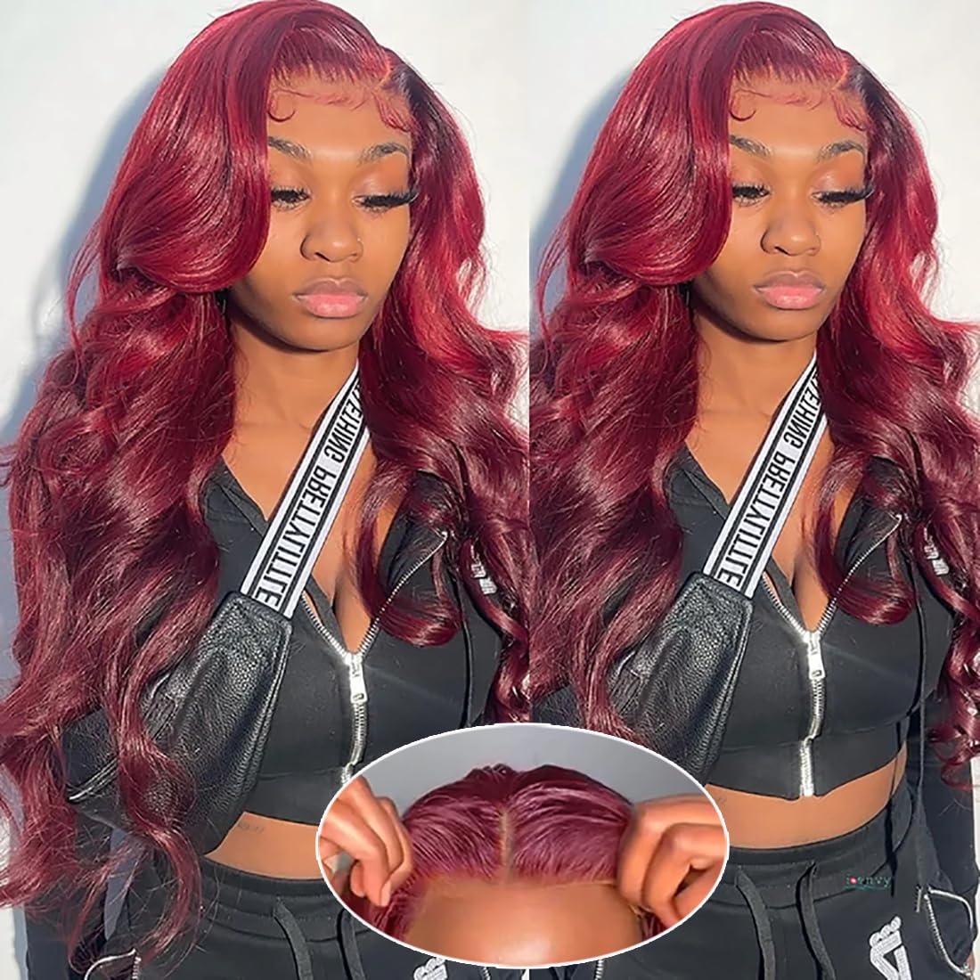 $139=30"| 99J Burgundy Red Color Body Wave Glueless Lace Front Wigs 24H Fast Shipping Flash Sale - Image 3