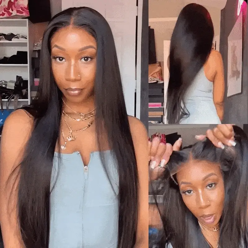250% Density Double Drawn Straight Virgin Human Hair 13x6 HD Lace Frontal Glueless Wig Flash Sale - Image 3