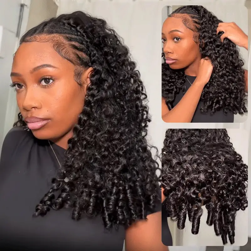 3-in-1 Put On & Go Half Wigs | Glueless Invisible Drawstring Beginner Friendly - Image 5