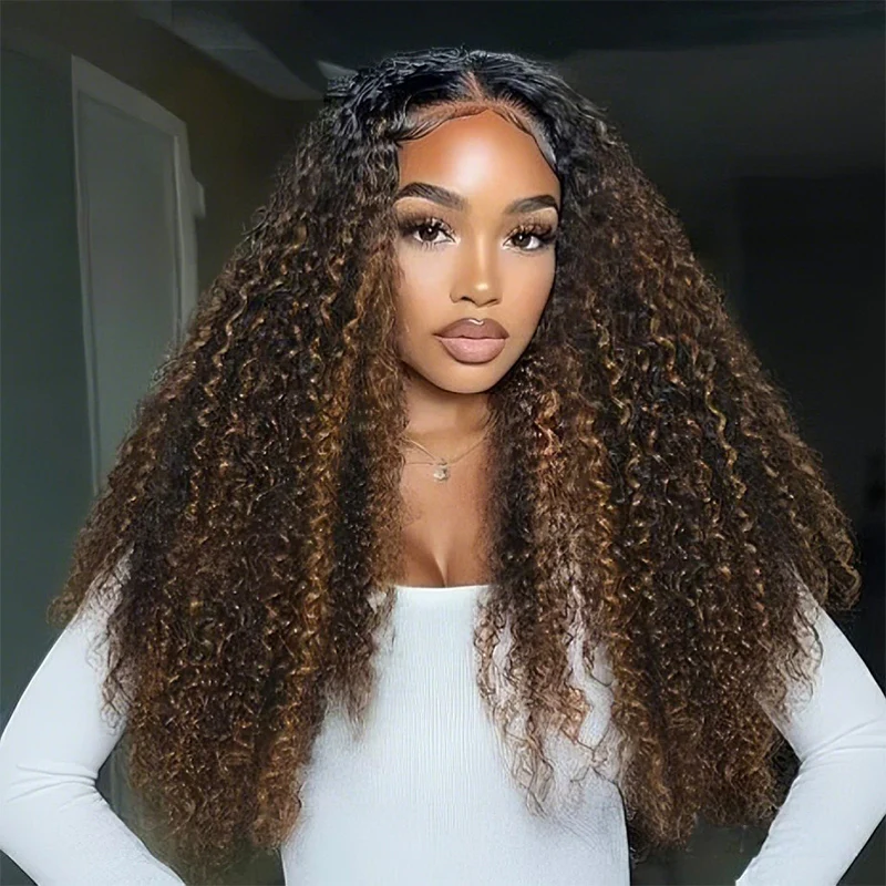300% Density Burmese Curly Brown Highlight Glueless HD Lace Wig - Image 13