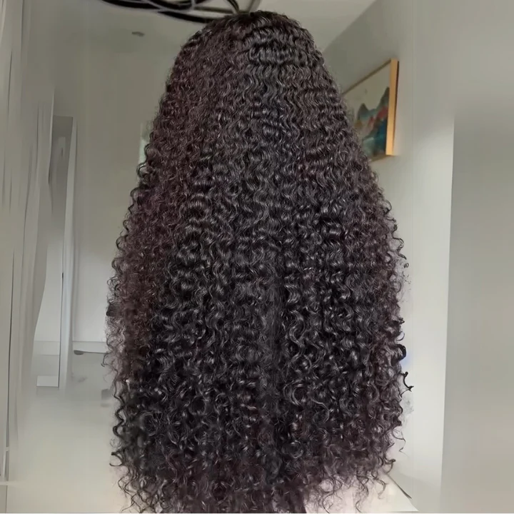 300% Density Luxury Curly Glueless 13x4 HD Lace Frontal Virgin Wig - Image 2