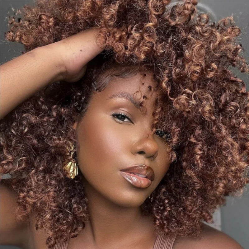 Amanda 7x5/13×6 HD Glueless Lace 300% Density Deep Curly Wig | Ombre Brown & Dark Reddish Brown - Image 13