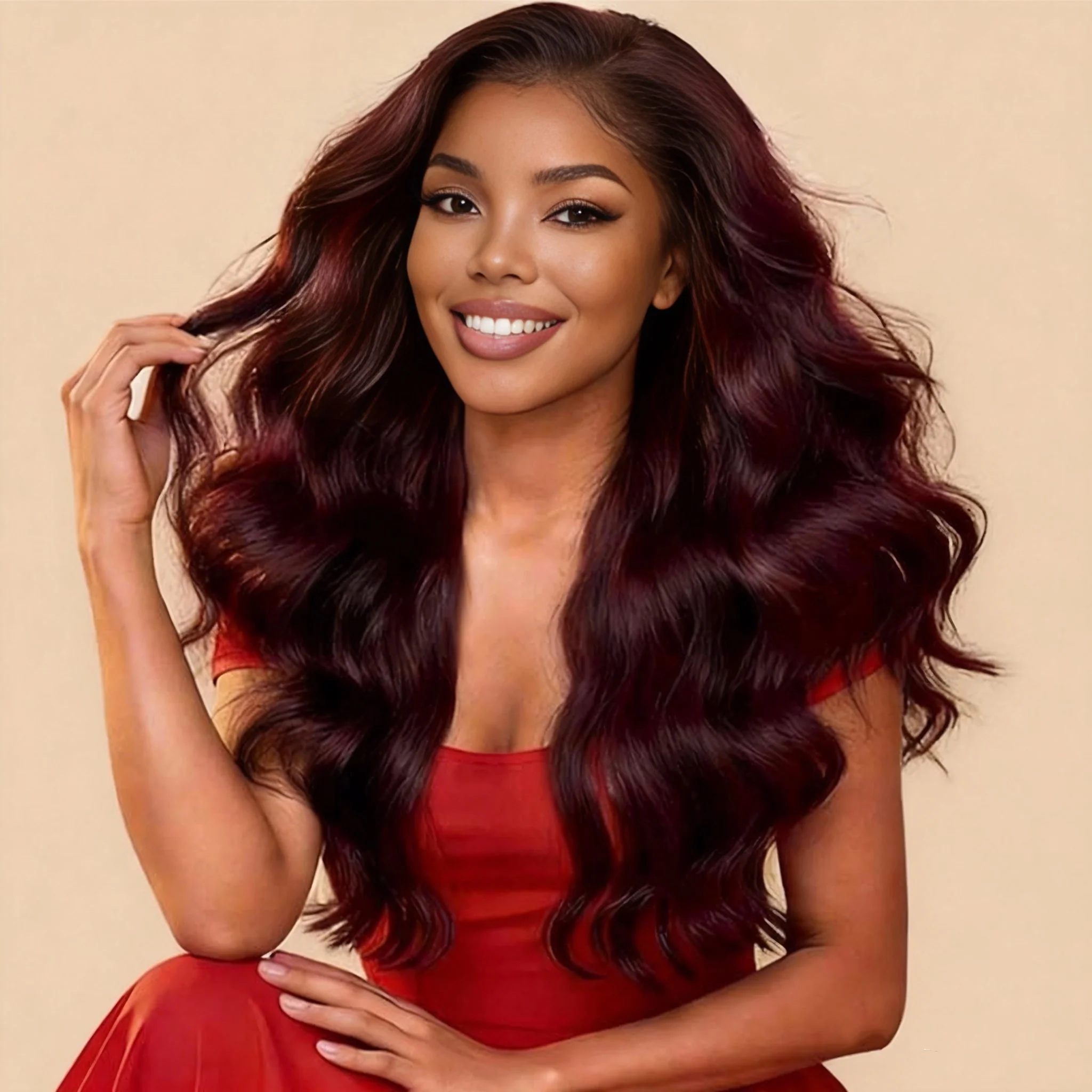 Add $40 for Extra 22" Wig|  Glueless Dark 99J Burgundy Body Wave 13x4 HD Transparent Lace Front Wigs Flash Sale - Image 4