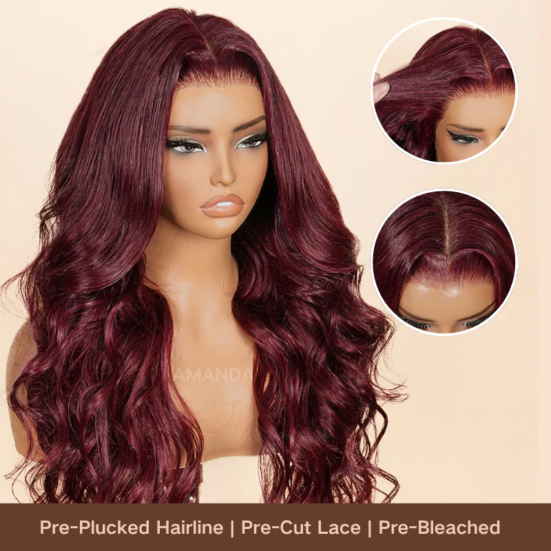 $129=24'' | Glueless Dark 99J Burgundy 13x4 Lace Frontal Body Wave HD Transparent Lace Human Hair Wigs Flash Sale - Image 3