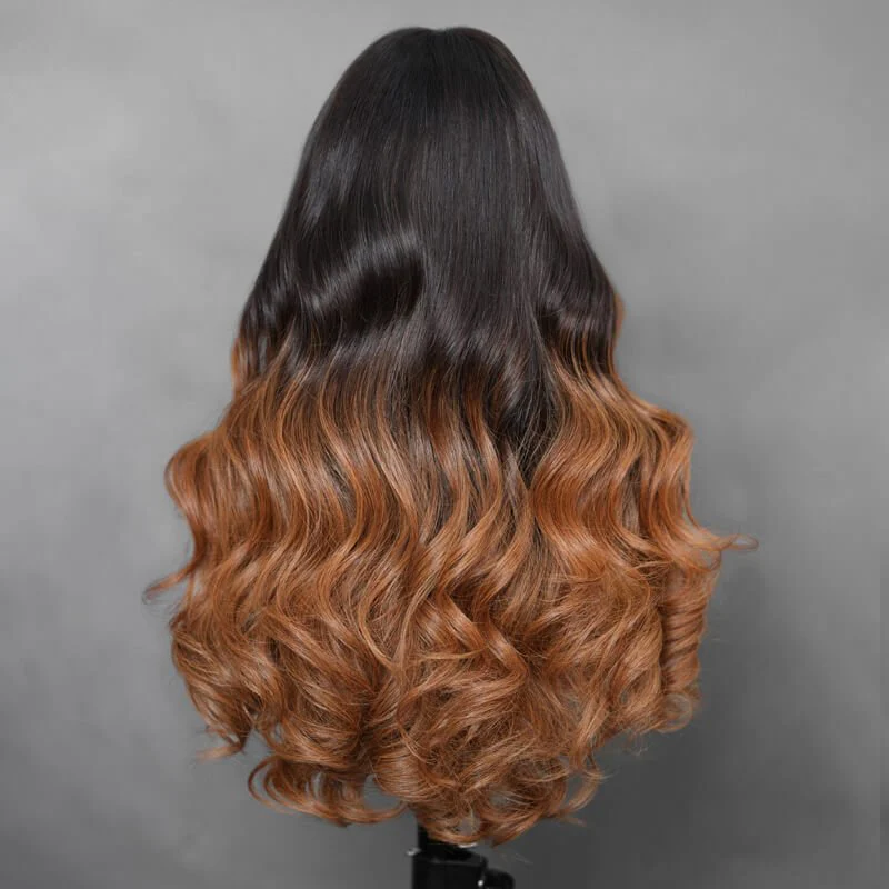 Body Wave Put On & Go Ombre Brown Invisible Drawstrings Pre-Cut HD Transparent Lace Glueless Wig-Amanda Hair - Image 4