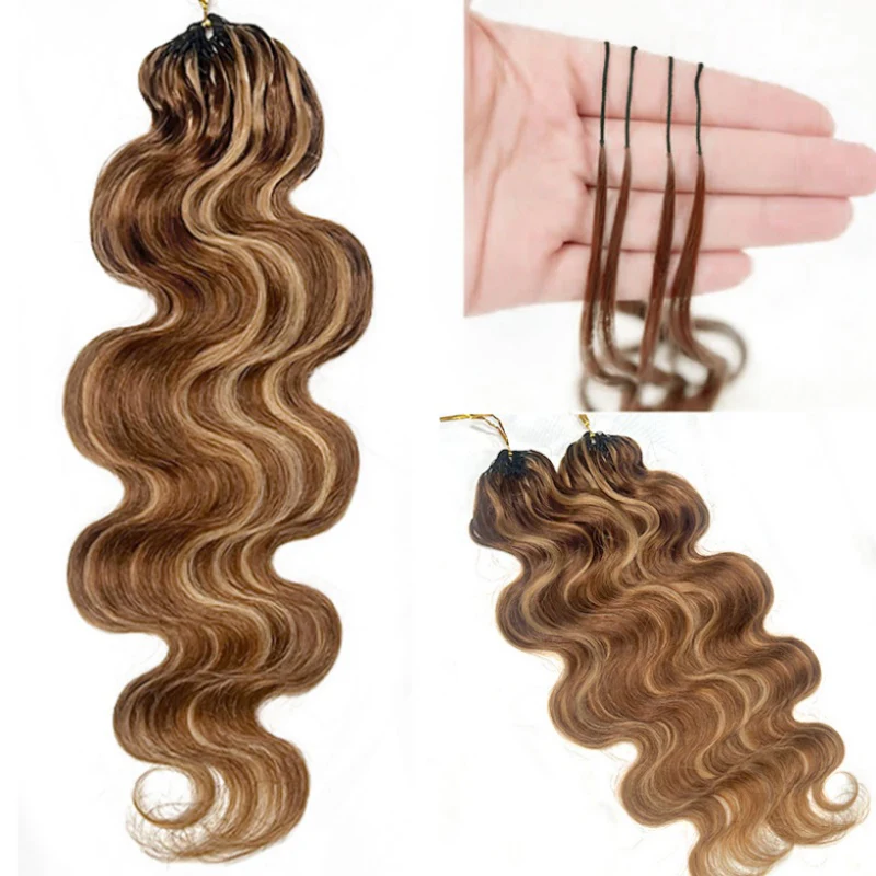 Body Wave Feather Crochet Human Hair for Miracle Knots Boho Braids | Honey Blonde & Brown Highlights - Image 13