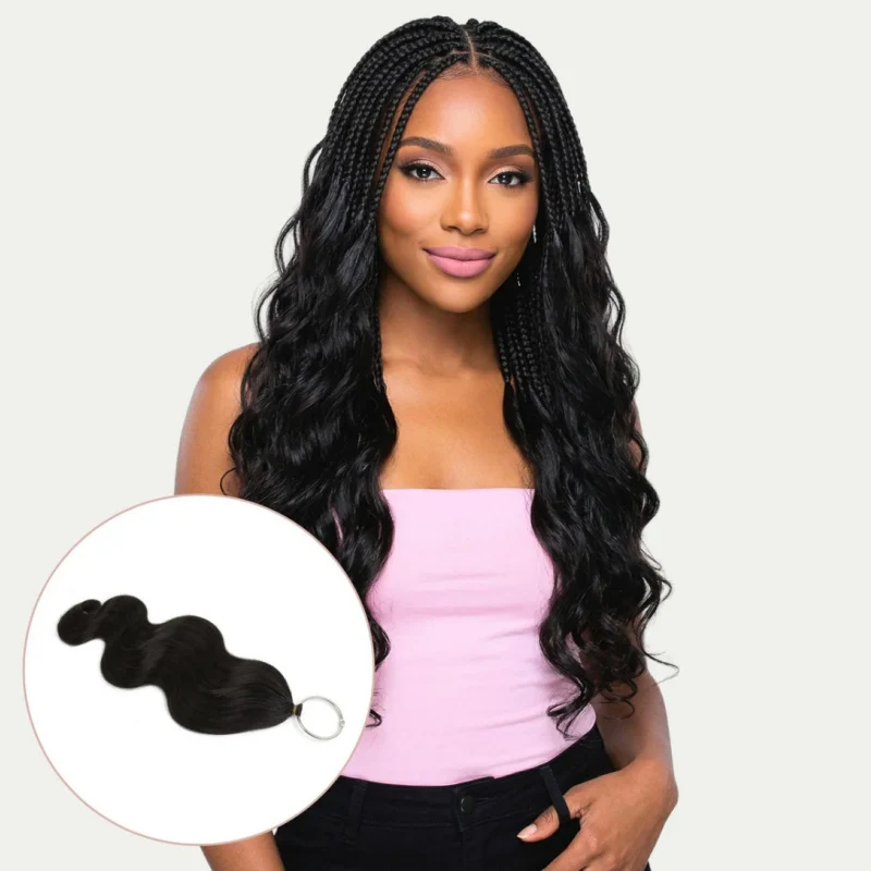 Body Wave Feather Crochet Human Hair for Miracle Knots Boho Braids | Honey Blonde & Brown Highlights - Image 4