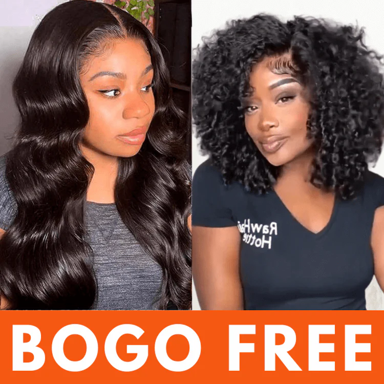 Bogo Flash Sale: 20" 4*4 Lace Closure Wig+10" Afro Curly Lace Bob Wig