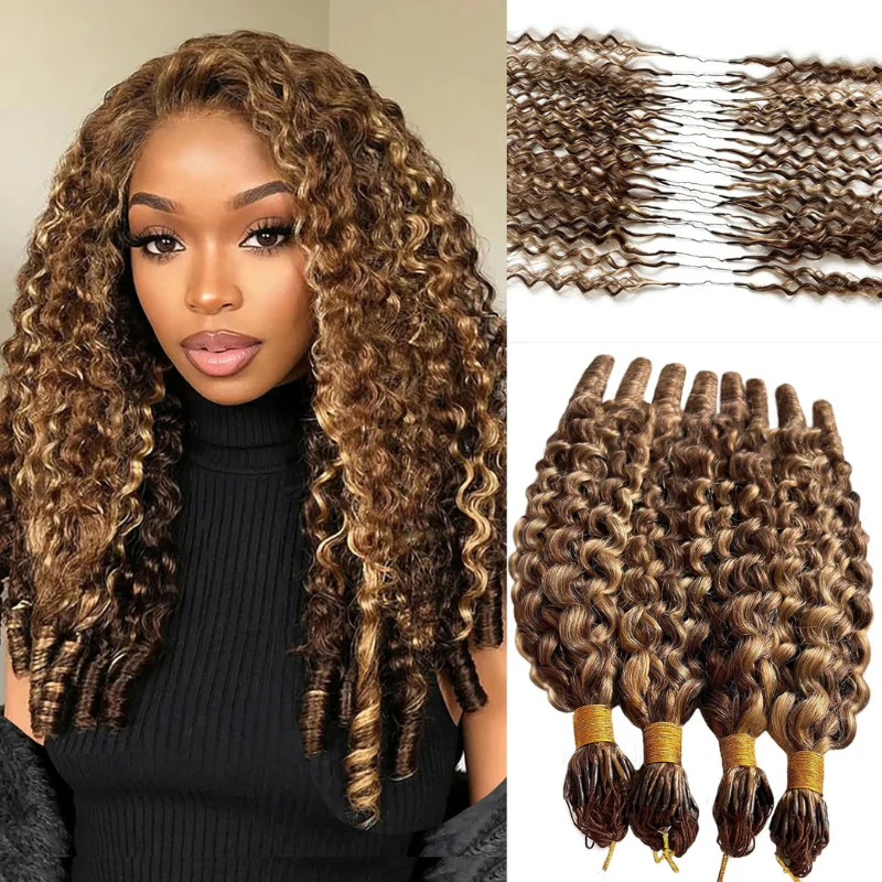 Feather Crochet Human Hair Bundles Water Wave / Body Wave for Boho Braids with Miracle Knots Flash Sale - Image 10