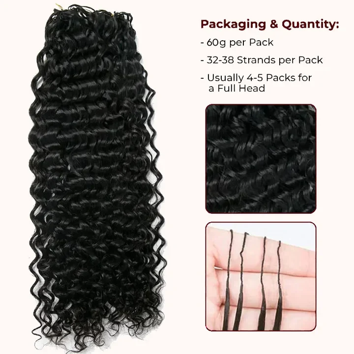 Feather Crochet Human Hair Bundles Water Wave / Body Wave for Boho Braids with Miracle Knots Flash Sale - Image 13