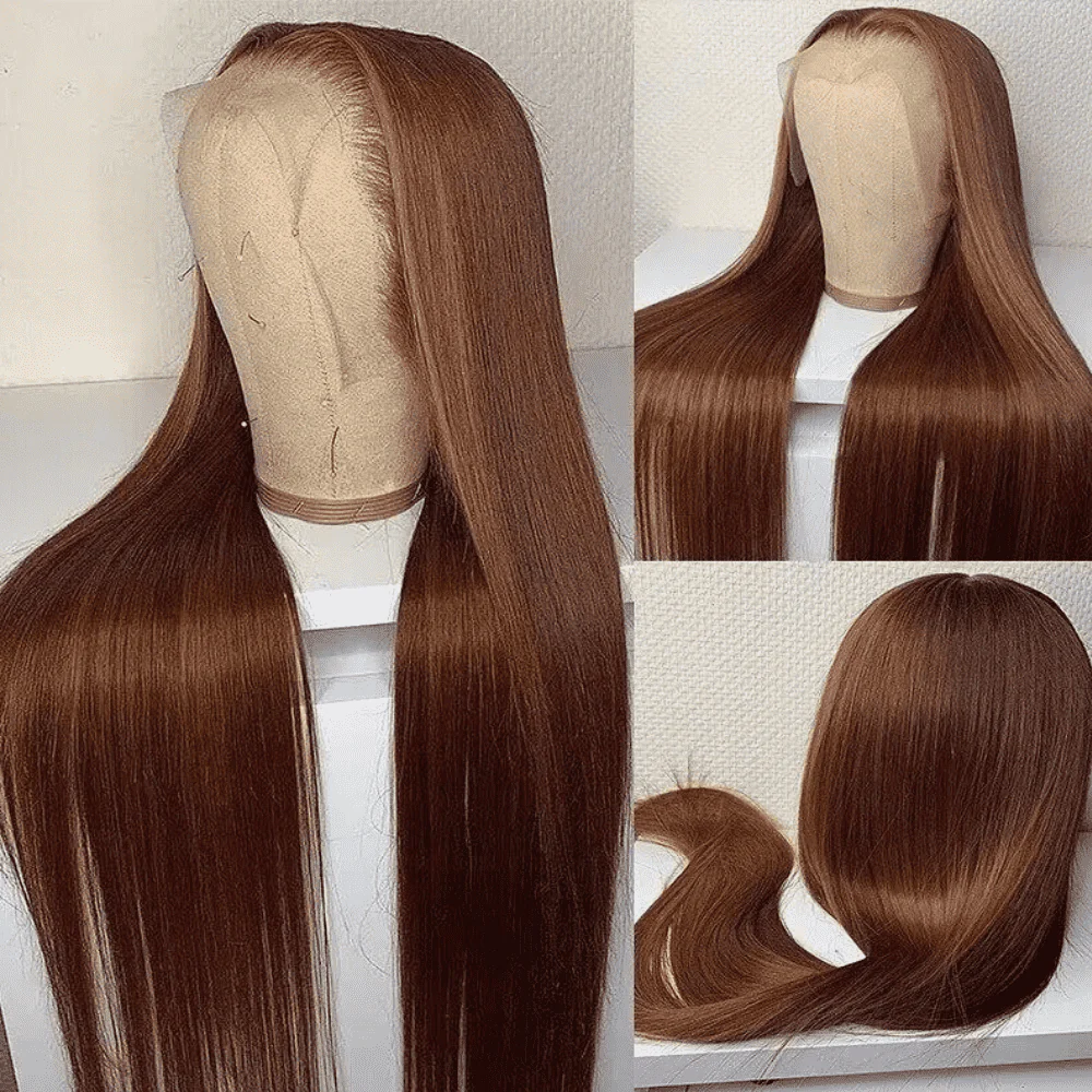 Dark Brown Lace Front Wigs Transparent Lace #4 Colored Human Hair Wigs-Amanda Hair - Image 5