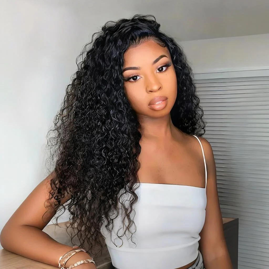 $199=28‘’ | Pre Everything Deep Curly 13x4 HD Transparent Full Lace Frontal Glueless Human Hair Wig Flash Sale - Image 3