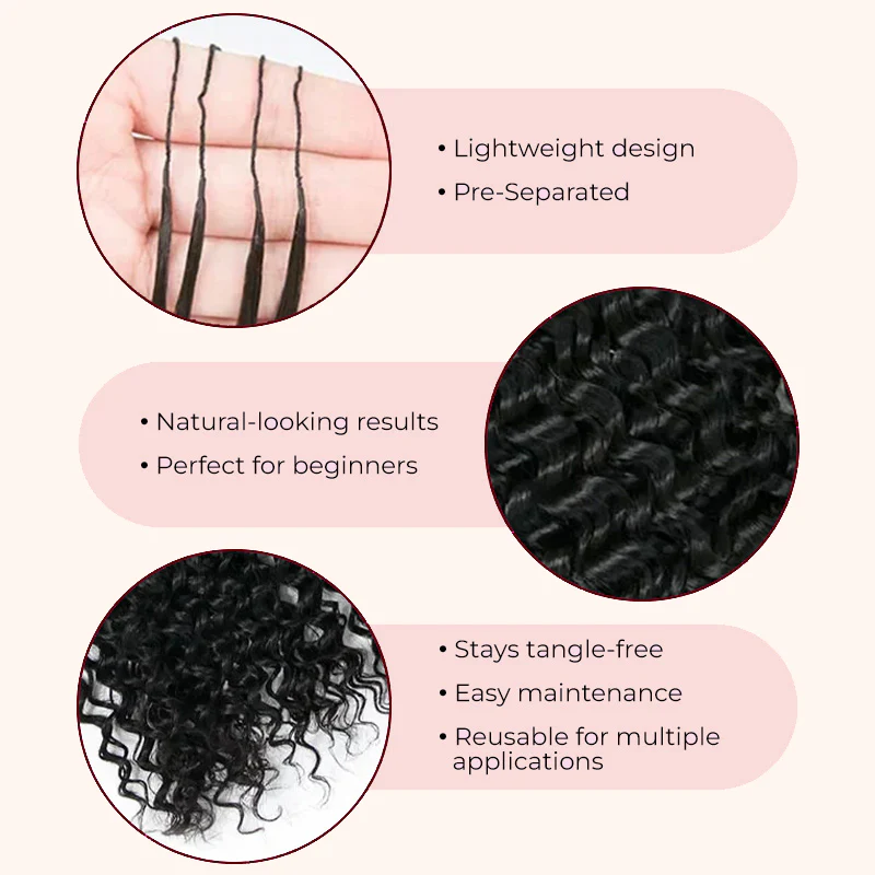 Deep Wave Feather Crochet Human Hair for Miracle Knots Boho Braids  | Honey Blonde &  Brwon Highlight - Image 6