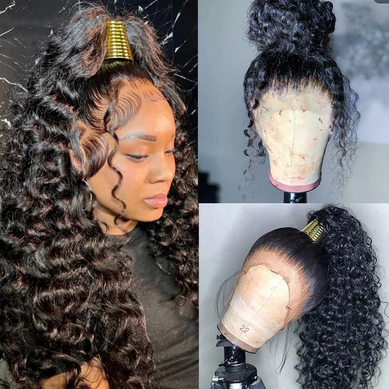 Deep Wave Snug Fit 360 Invisible Strap Glueless Lace Frontal Wig - Ready-to-Wear, High Density - Image 3