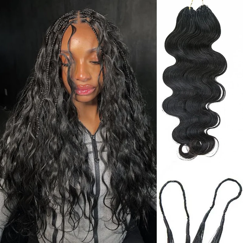 Feather Crochet Human Hair Bundles Water Wave / Body Wave for Boho Braids with Miracle Knots Flash Sale - Image 4