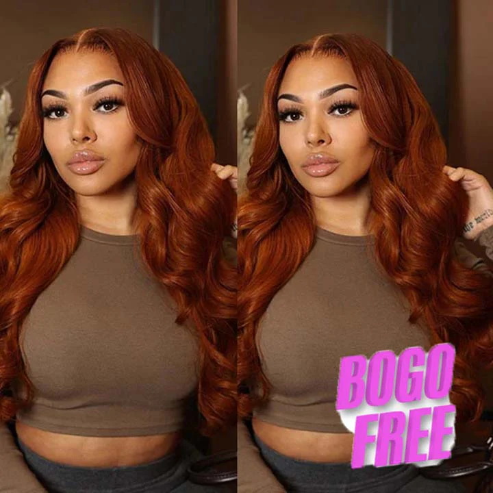 Buy 1 Get 1 Free Dark Root Ginger Colored Body Wave 13x4 Lace Front /4*4 Lace Closure Wigs With Baby Hair - Amanda Hair