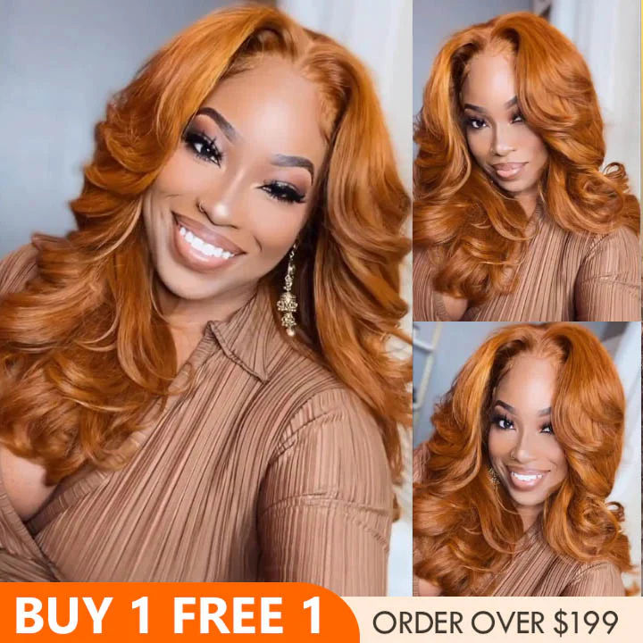 Ginger Brown Loose Wave 13*4 Lace Wigs Lace Front Wigs Human Hair Undetectable Transparent Lace Color Wigs