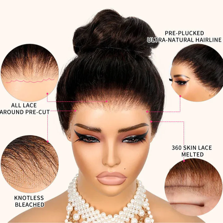 Glueless 360 Lace Frontal Wig - Silky Straight Invisible Strap Tug & Go Pre Everything Lace Wigs - Image 11