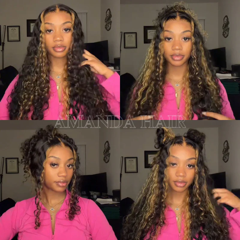 Amanda $199=30'' | Pre Everything Blonde Highlights 13x4 Full Lace Frontal Deep Curly Wave Glueless Put On And Go Wig Flash Sale  - Amanda Hair - Image 4