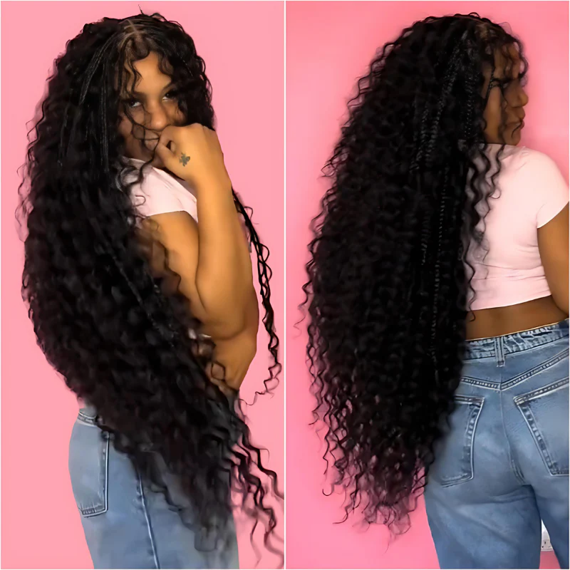 Glueless Boho Braided Parting Loose Curls Wig - 7x5/13x4 HD Transparent Lace - Image 2