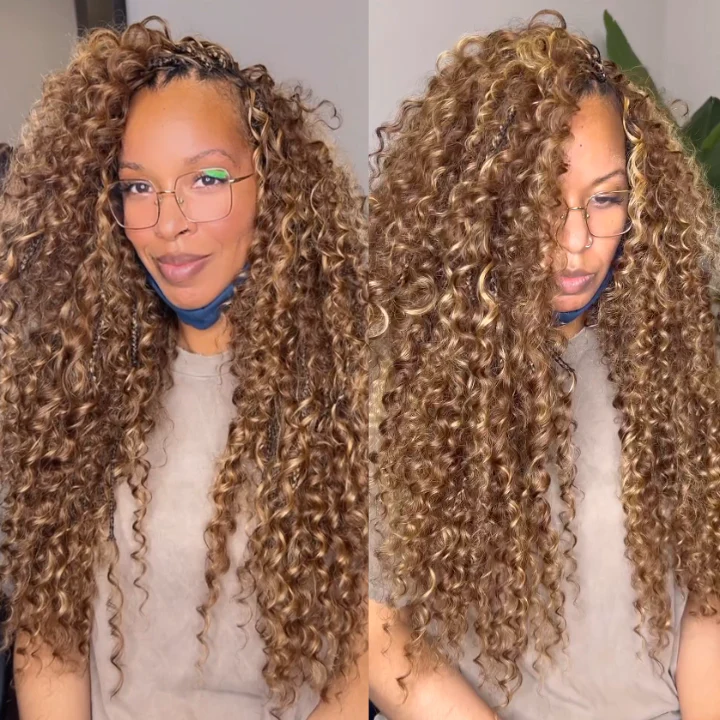 Glueless Boho Braided Parting Loose Curls Wig - 7x5/13x4 HD Transparent Lace - Image 6
