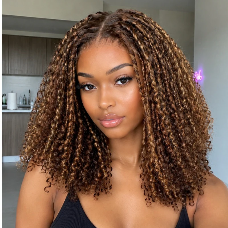 Amanda 7x5 Bohemian Curly Glueless Wig HD Lace 300% Density | Honey Blonde & Red Wine - Image 11