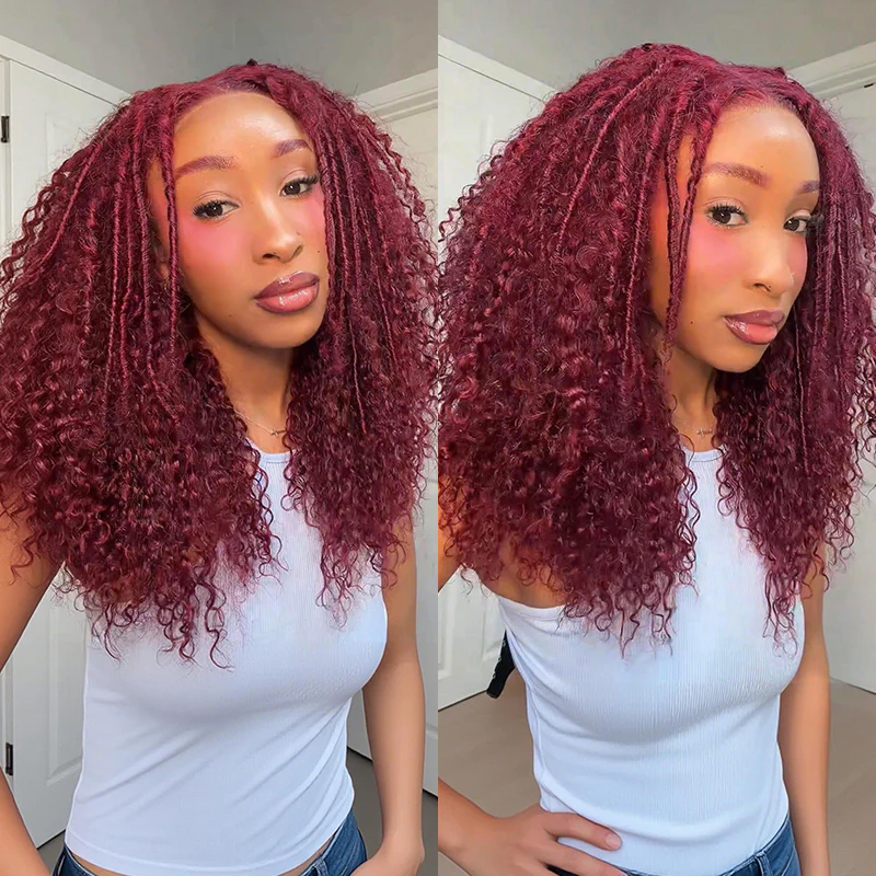 Amanda 7x5 Bohemian Curly Glueless Wig HD Lace 300% Density | Honey Blonde & Red Wine - Image 15