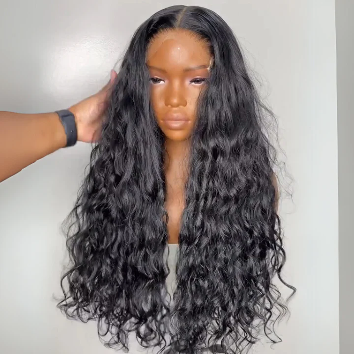 Glueless Loose Wave Curly Human Hair Wig Natural Black 100% Human Hair - Amanda Hair - Image 2