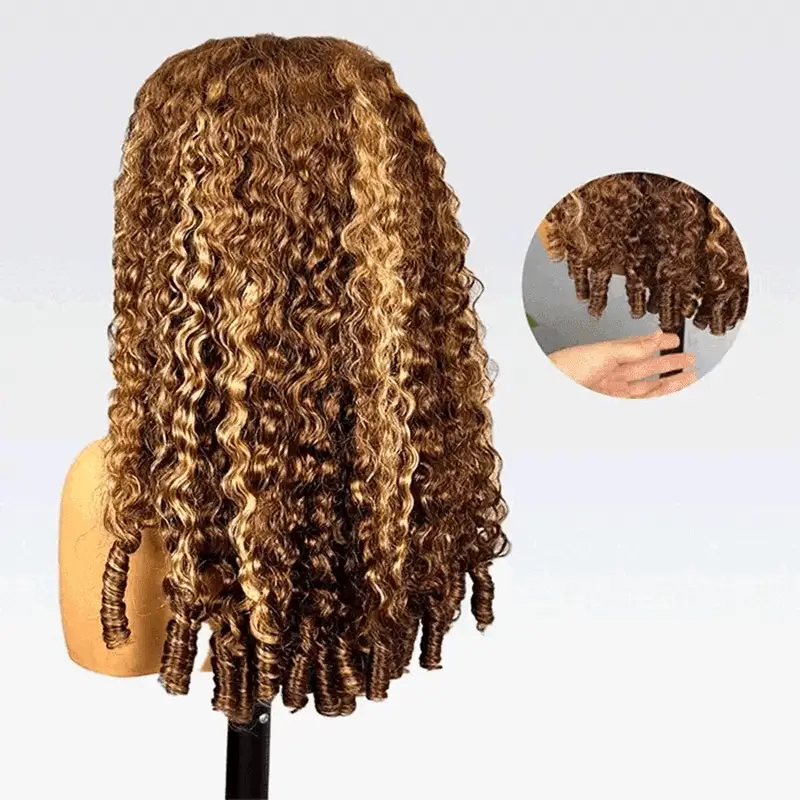 Amanda Luxury 7x5 Burmese Curly Brown Balayage Highlight Color Glueless HD Lace Human Hair Wig Flash Sale - Image 12