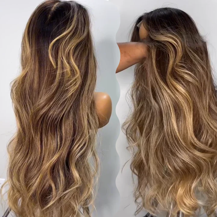 Honey Blonde Mix Brown Loose Wave Glueless 7x5 HD Lace Wig Pre Everything Lace Front Human Wigs - Image 2