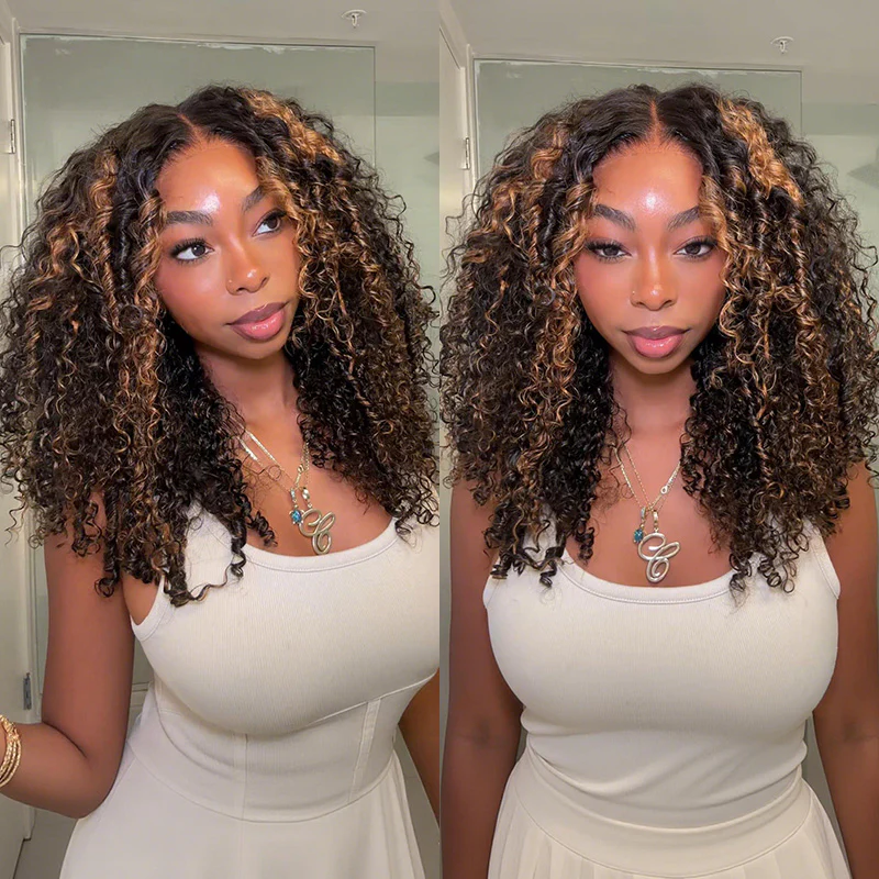 Amanda Luxury 7x5 Burmese Curly Brown Balayage Highlight Color Glueless HD Lace Human Hair Wig Flash Sale - Image 5