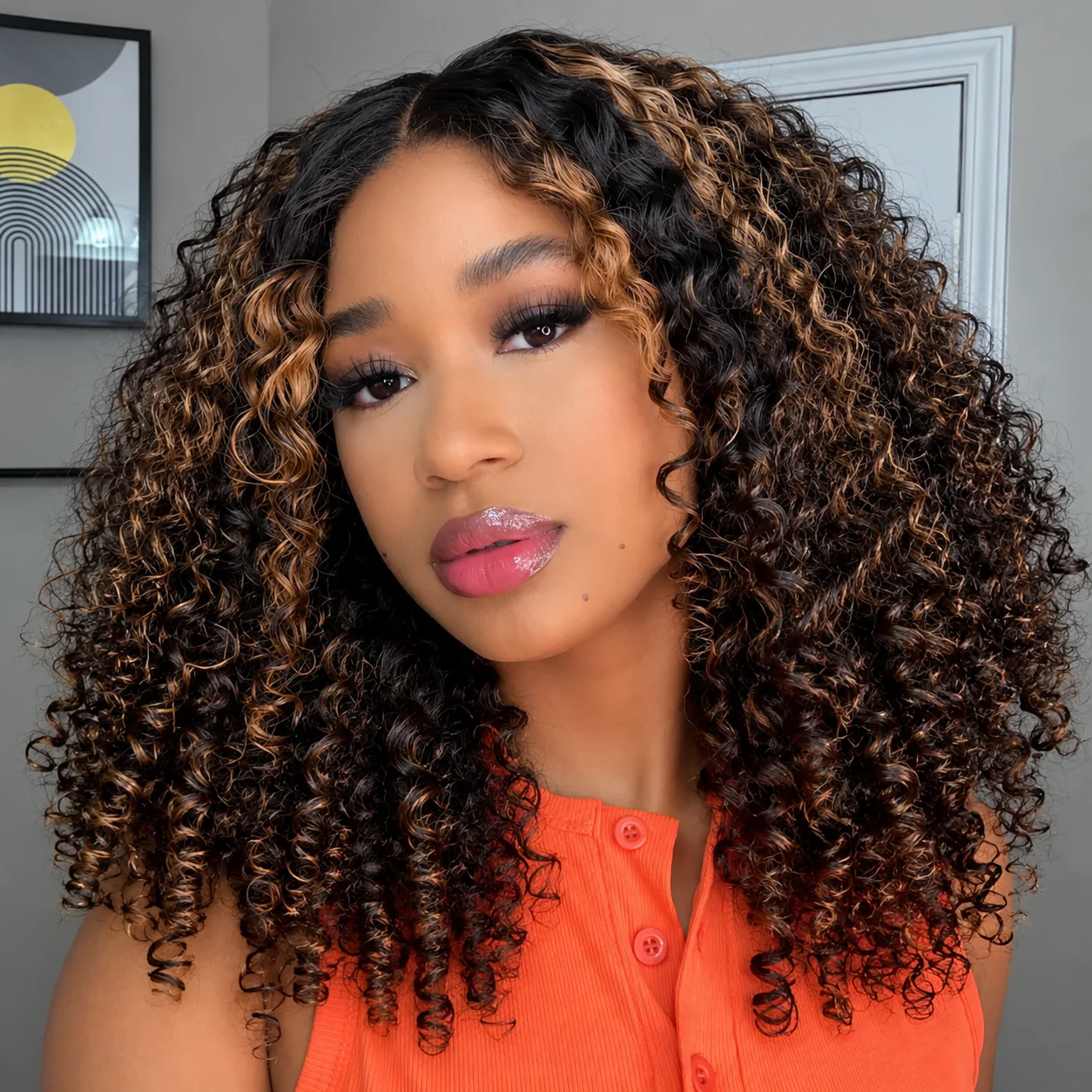 Amanda Luxury 7x5 Burmese Curly Brown Balayage Highlight Color Glueless HD Lace Human Hair Wig Flash Sale - Image 6