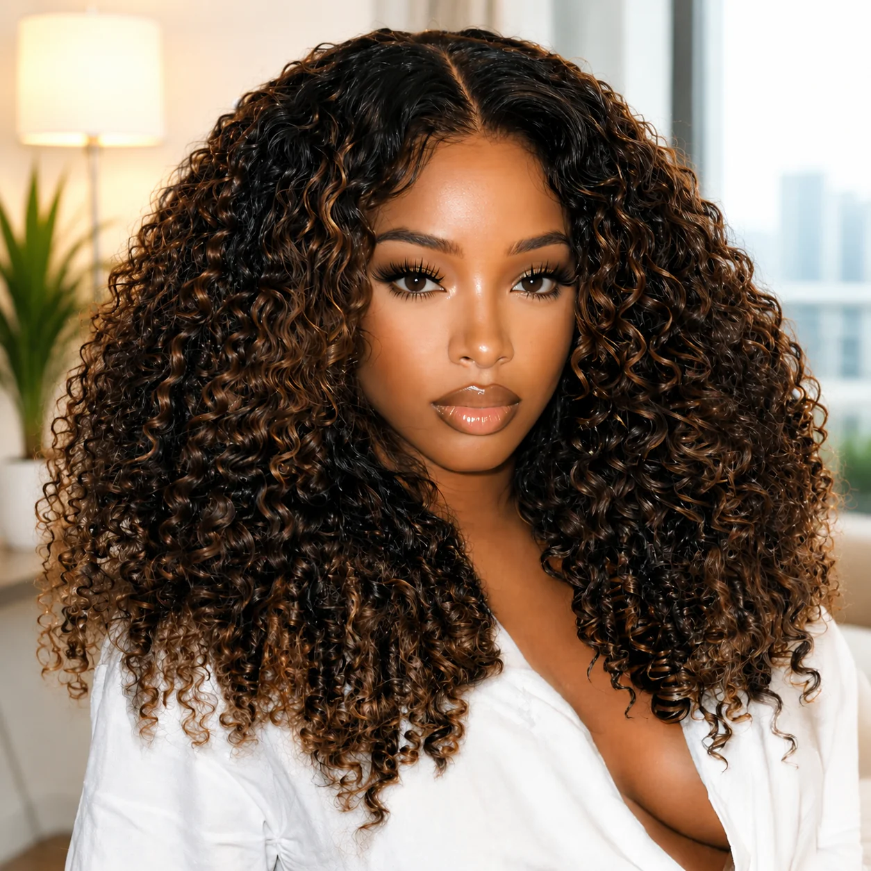 Amanda Luxury 7x5 Burmese Curly Brown Balayage Highlight Color Glueless HD Lace Human Hair Wig Flash Sale - Image 7