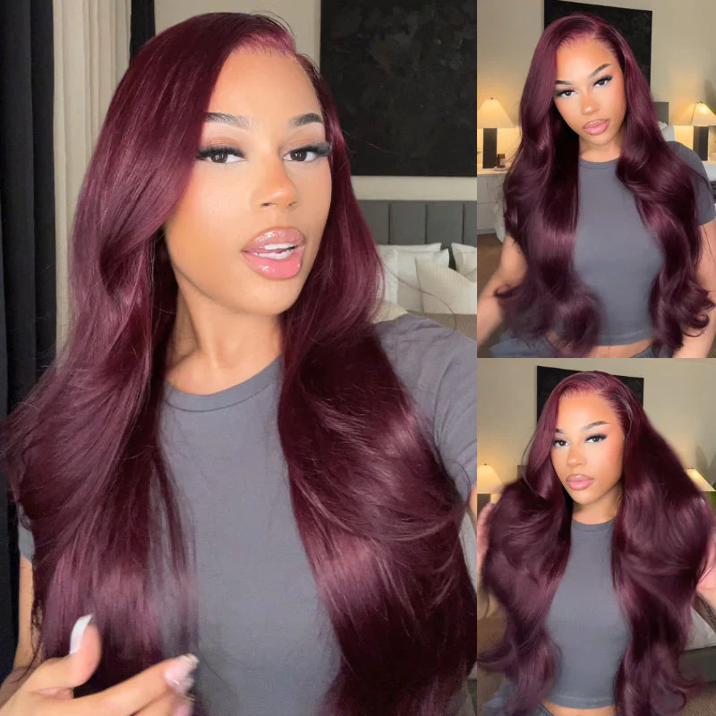 Pre-plucked Hairline Double Drawn Cherry Burgundy Glueless HD Lace Wig - 200% Density - Image 2