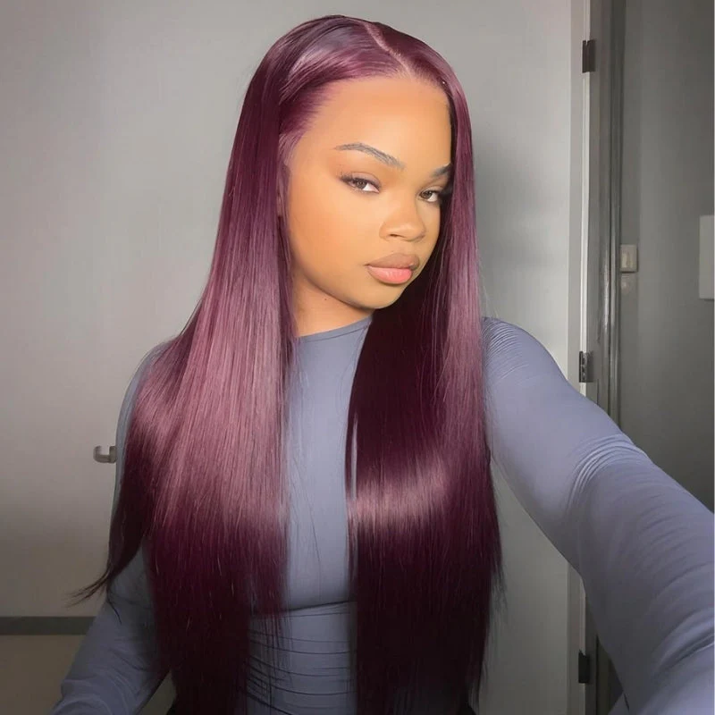 Pre-plucked Hairline Double Drawn Cherry Burgundy Glueless HD Lace Wig - 200% Density - Image 5