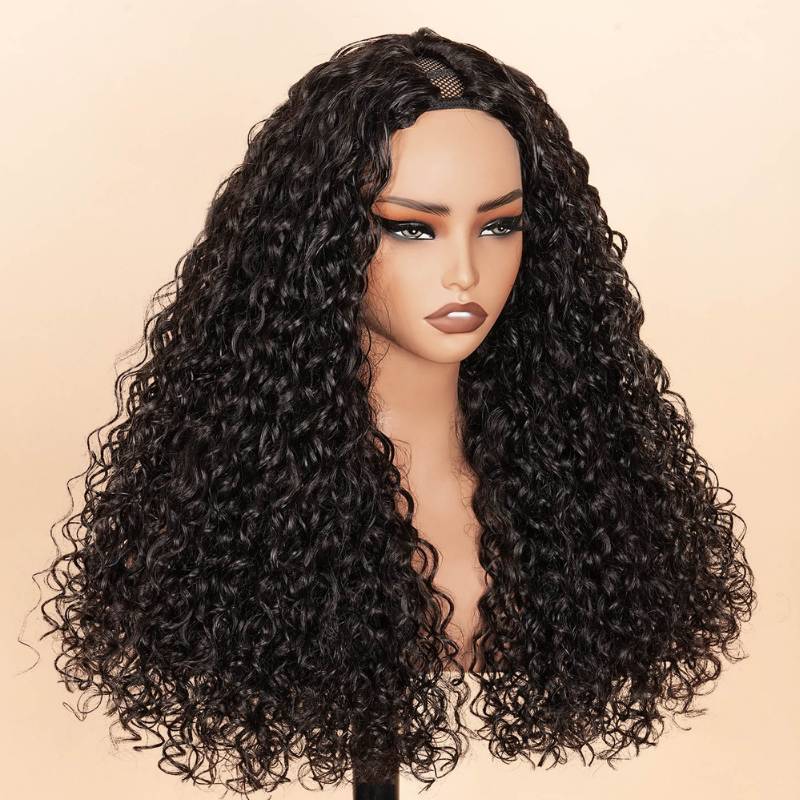 Water Wave Upgrade V Part Wig Human Hair Glueless No Leave Out Wig Invisible Drawstring Flash Sale- Amanda Hair - Image 5